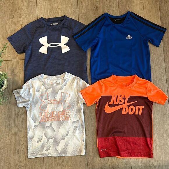 Under Armour Other - ((4 PIECE)) BOYS ATHLETIC TEE BUNDLE SIZE 4 NIKE UNDER ARMOUR ADIDAS EEEUC